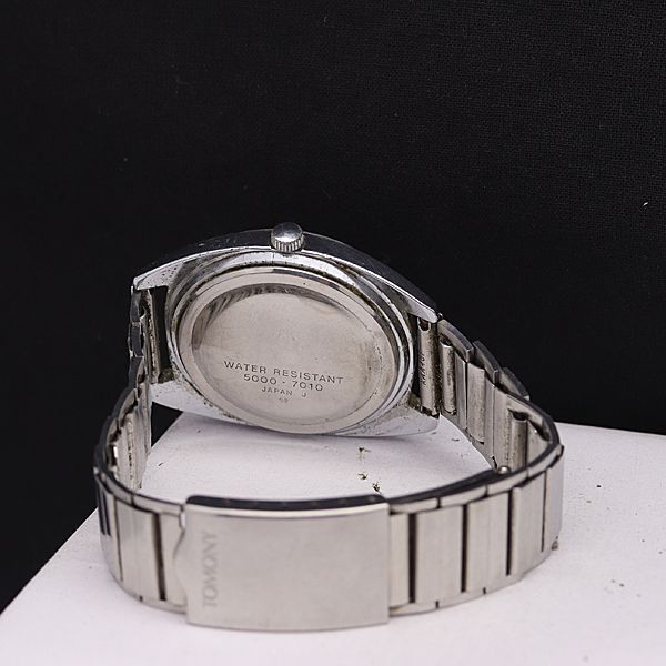 セイコー 手巻き 5000-7010 トモニー 黒文字盤 デイト メンズ腕時計 NKG