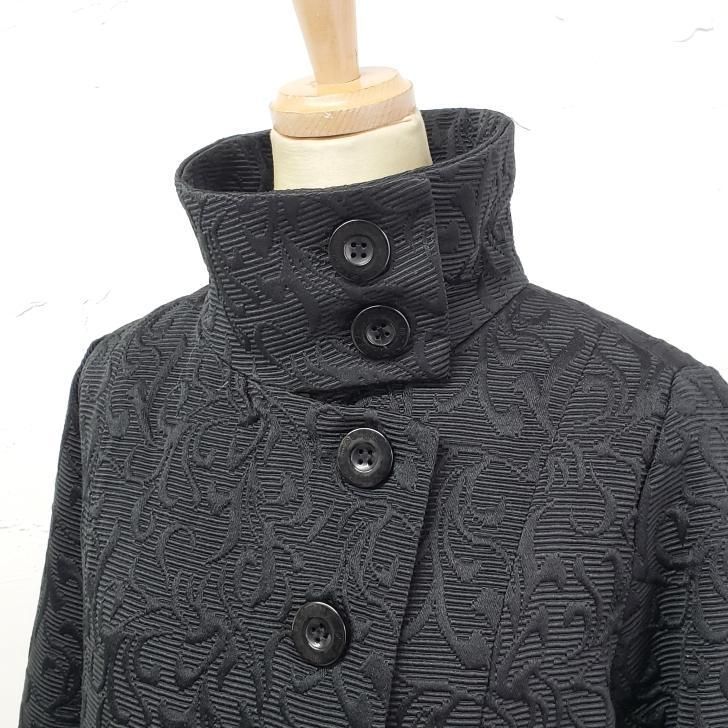 デシグアル Desigual ☆ ジャガード織 ロング コート 42 ブラック