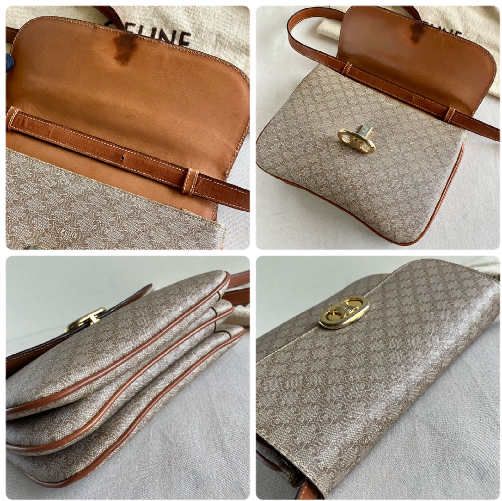 Celine セリーヌ ショルダーバッグ マカダム柄 トリオンフ ゴールド