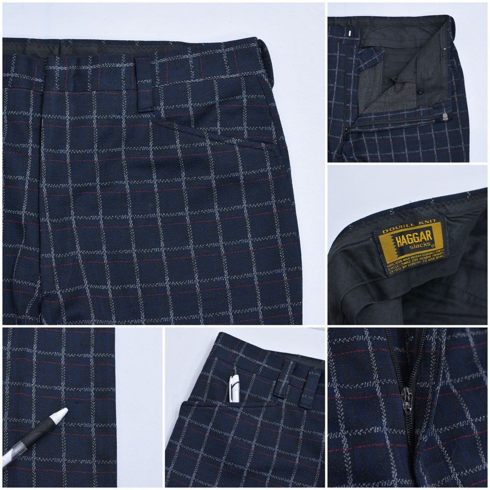 70s HAGGAR slacks ヘイガー セミフレア チェック スラックス 