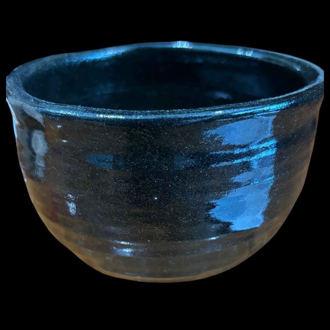 [茶道具]弘艸造　黒釉花火絵茶碗(共箱) ○ 茶道具]弘艸造 黒釉花火絵茶碗(共箱) ○