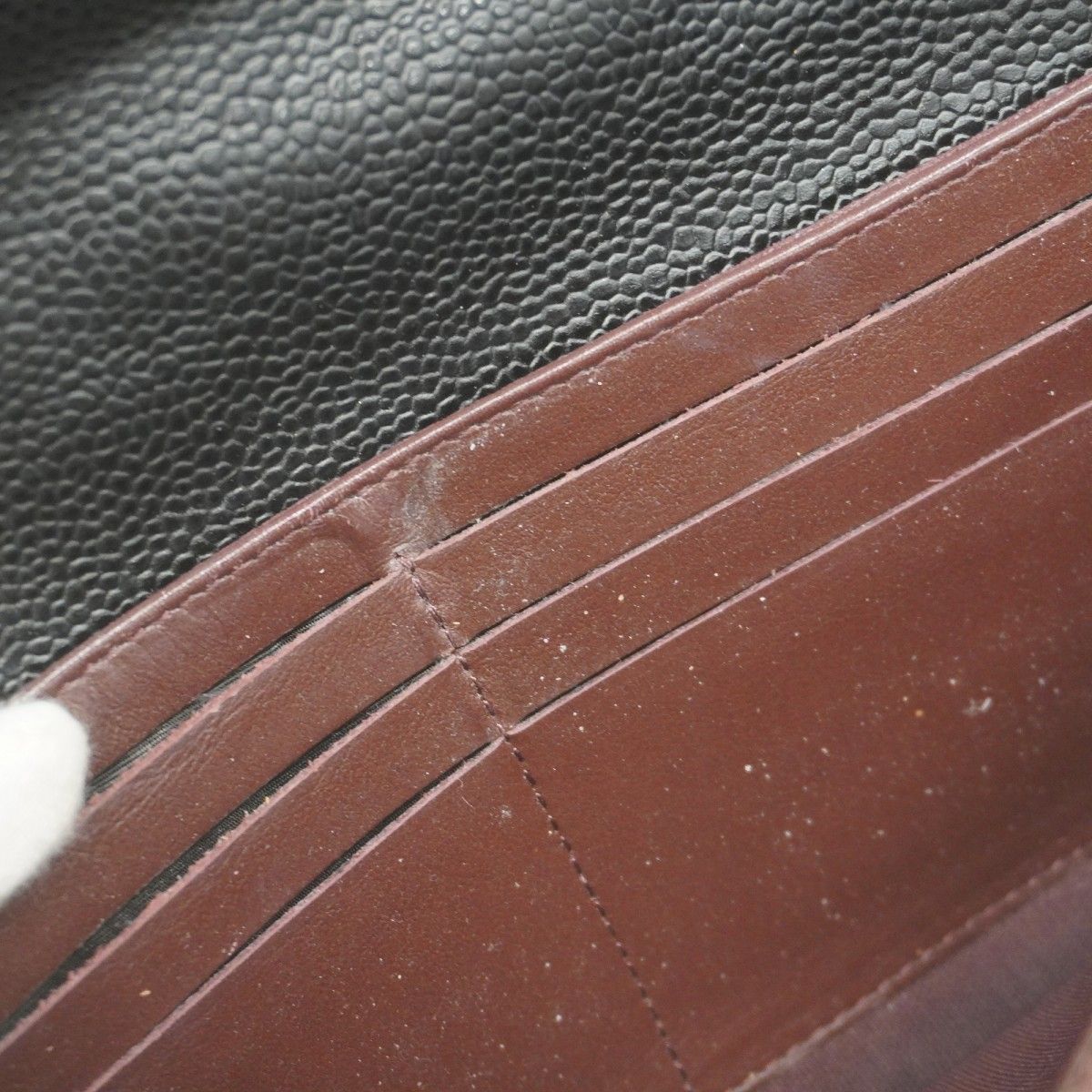 5ge5655-h】シャネル 長財布 マトラッセ キャビアスキン ブラック  