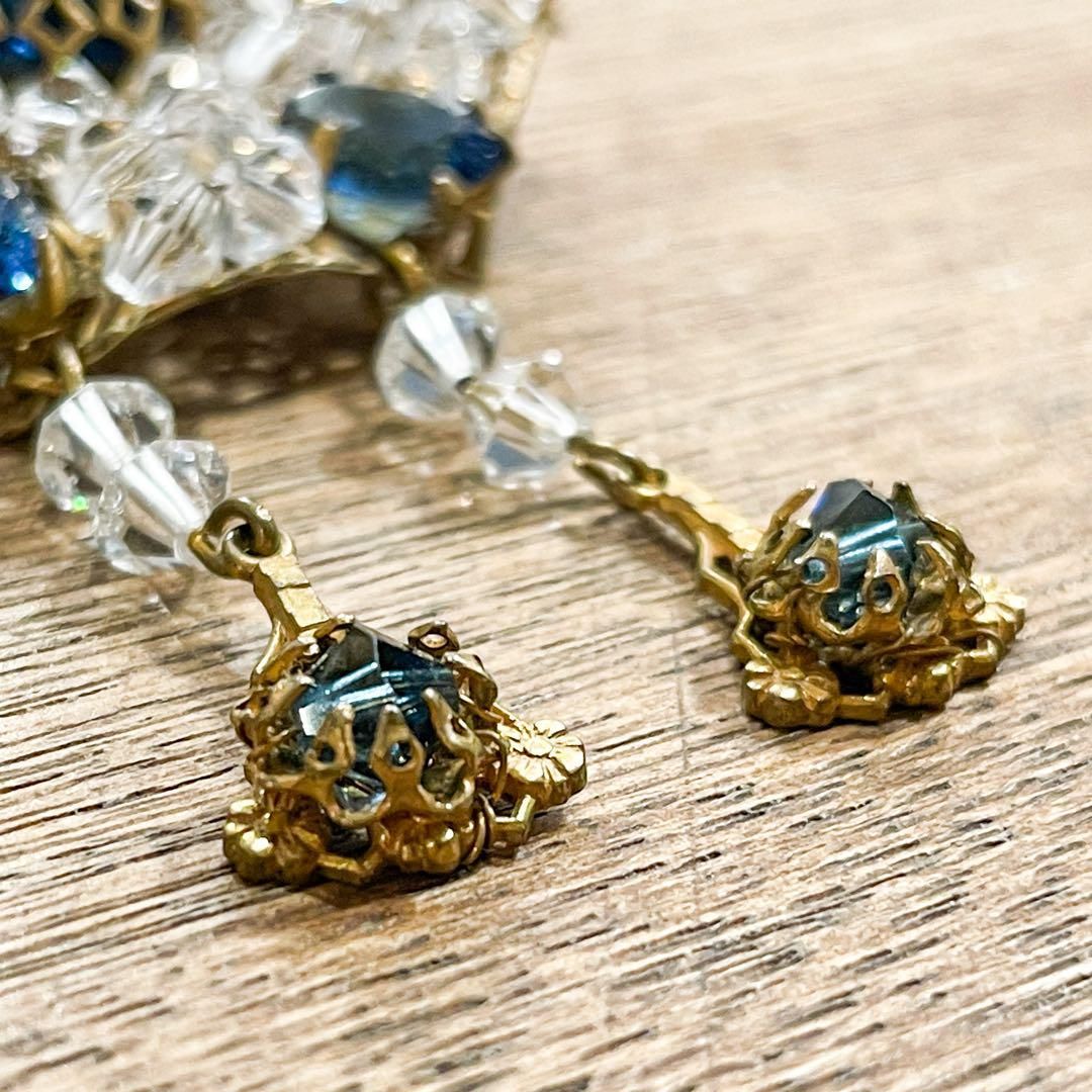 Miriam Haskell ビンテージ ブローチ 初期 MIRIAM HASKELL 1940年代 ブローチ クリスタル ブルー