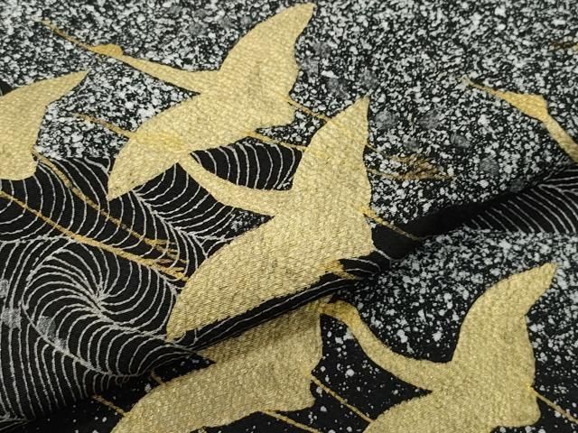 平和屋着物○西陣 じゅらく謹製 訪問着 流水飛鶴文 たたき染め 黒地