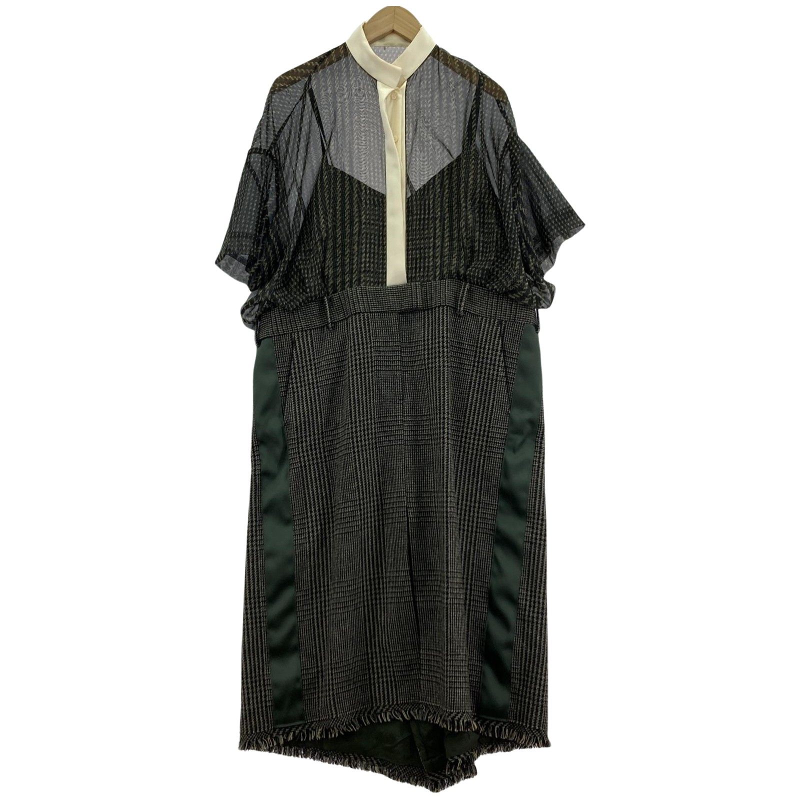 sacai 20ss シースルードッキングワンピース 1 カーキ