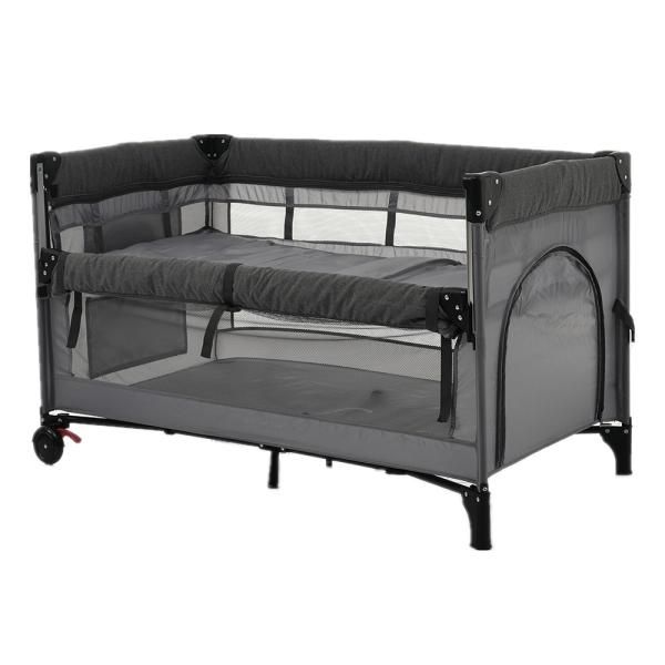 ベビーベッド ベビーサークル キャスター付き 片サイド高さ調整 折りたたみ 添い寝ベッド プレイヤード お昼寝マット キャリーバッグ付 マットレス付 多機能 STEELWINDOWSANDDOORS_COM