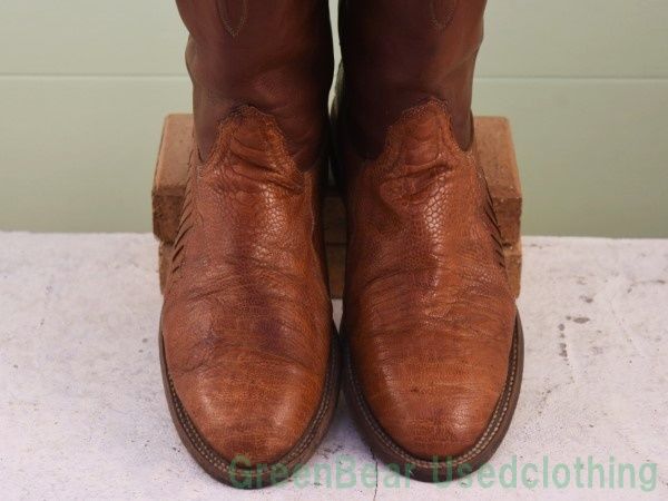 W193◆USA製 ルケーシー Lucchese ビンテージ 高級ウエスタンブーツ トカゲ革 ワイズ細め 良い味 茶 ブラウン メンズ 9.5D  27.5cm