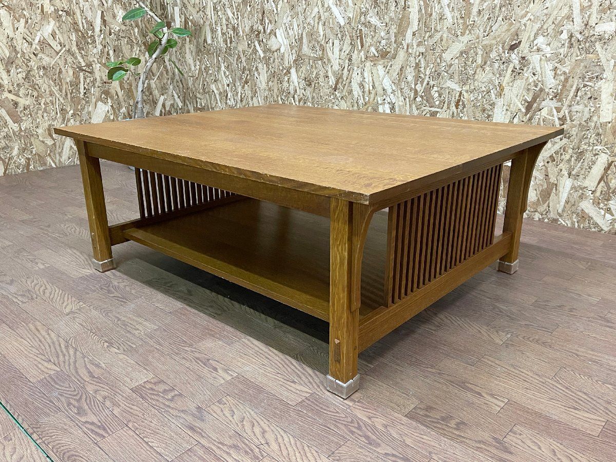 ●STICKLEY スティックレー センターテーブル ローテーブルリビング オーク無垢材 アーリーアメリカ 横浜ダニエル フランクロイド A 貝1008