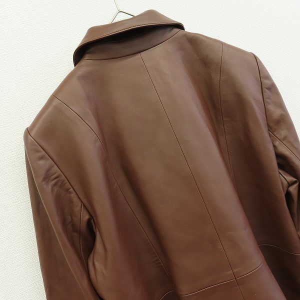 レリアン Leilian コート ラムレザー 本革 ブラウン系 [a956099