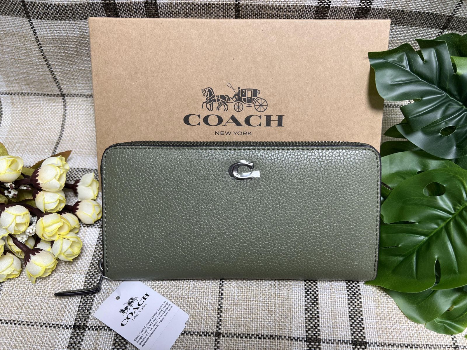 コーチ COACH 財布 長財布 アコーディオン ペブルド レザー ロゴ