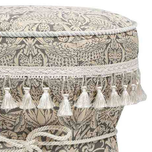 ジェニファーテイラー スツール 丸型 布 いちご泥棒柄 ピュアモリス風