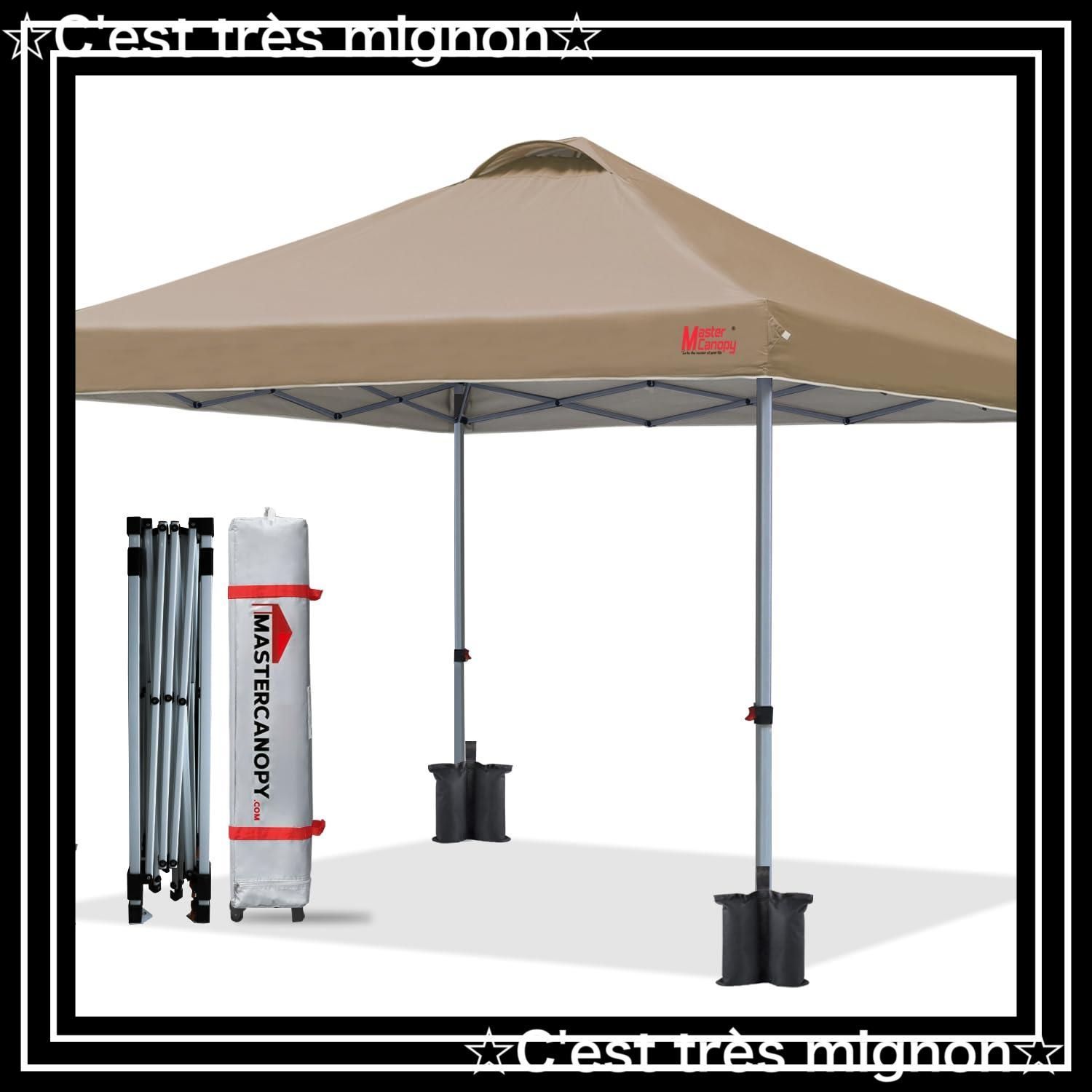 マスターキャノピー（MASTERCANOPY）ワンタッチタープテント やかましかっ 2M/2.5M/3M 三段階調節 スチールフレーム  風抜けベンチレーション 耐水 UVカット サンシェード 日除け 商用 アウトドア用（キャスタ