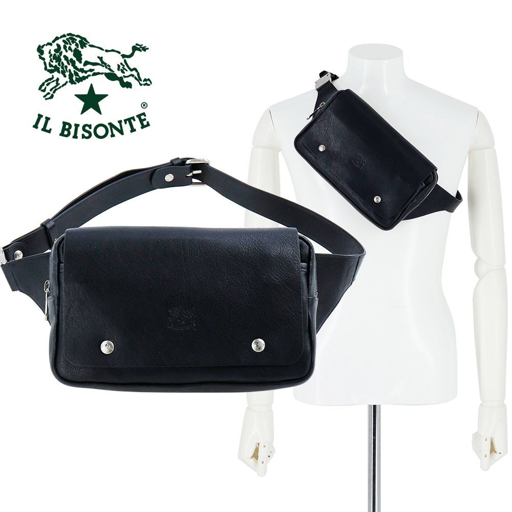 極美品 イルビゾンテ ボディバッグ レザー 黒 イルビゾンテ Il Bisonte ショルダーバッグ トートバッグ クロス