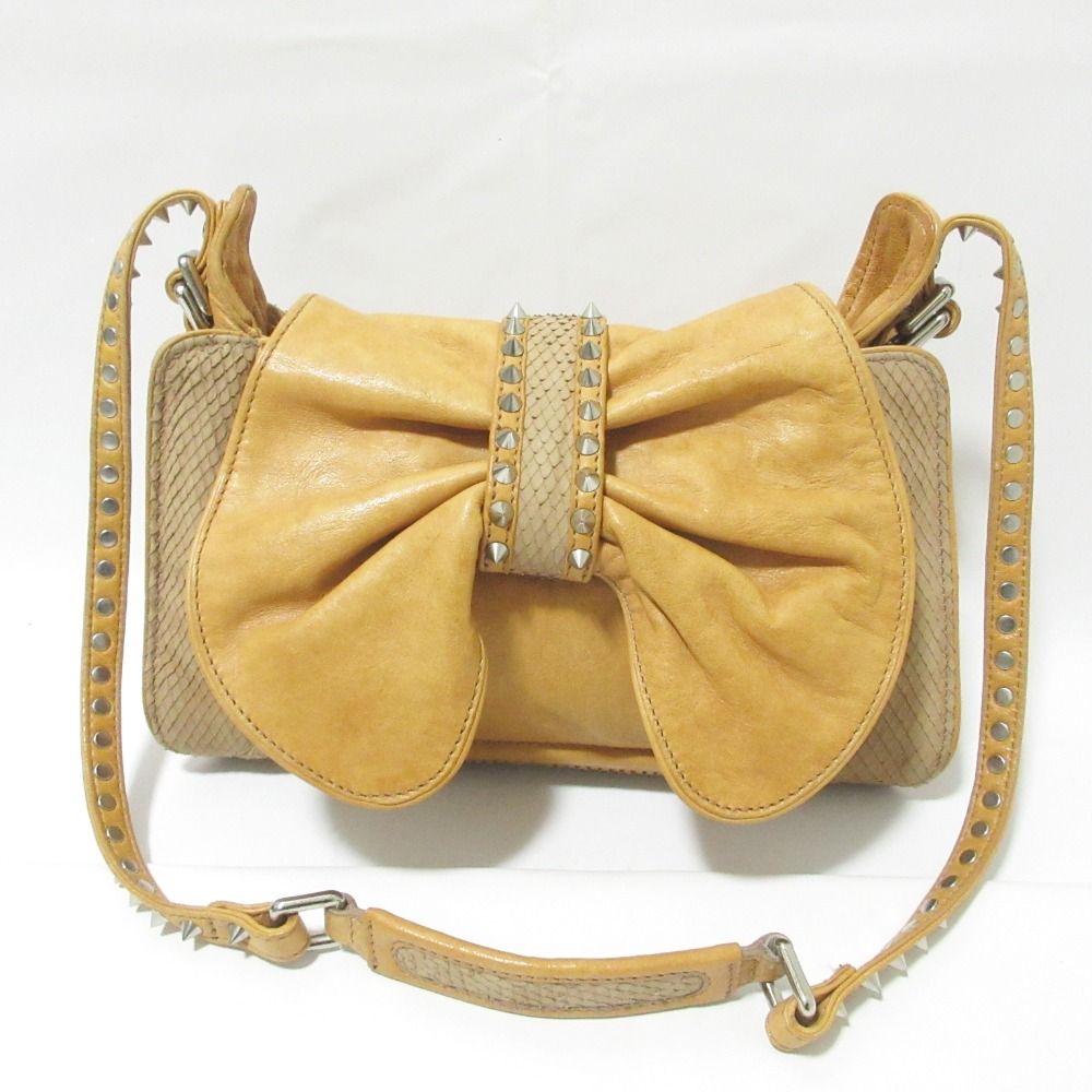3.1 Phillip Lim 3.1フィリップリム Edie Bow Bag レザー スタッズ リボン ショルダーバッグ キャメル レディース 古着
