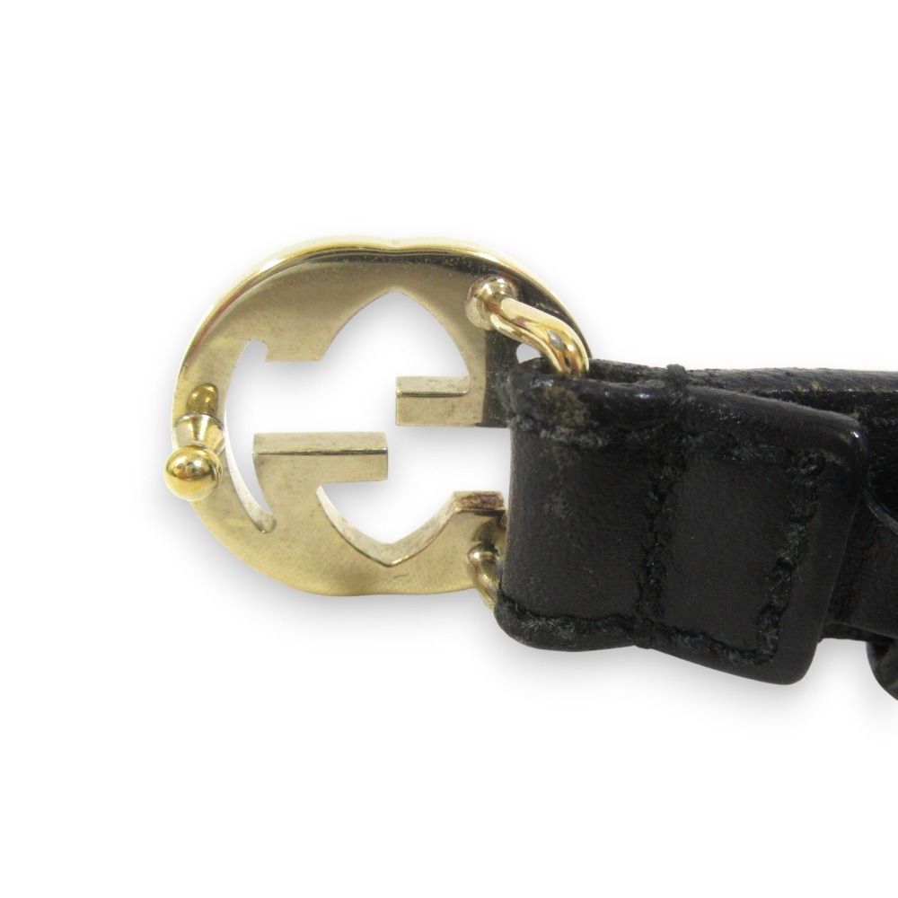 良品 GUCCI グッチ インターロッキングGバックル レザーベルト 159614