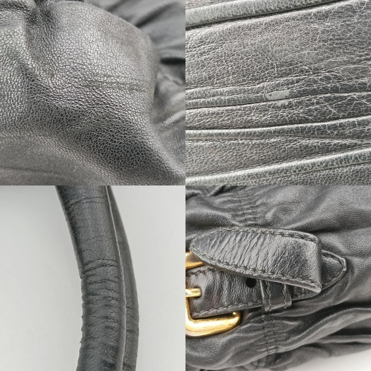 プラダPradaギャザーブラックレザーBN133614