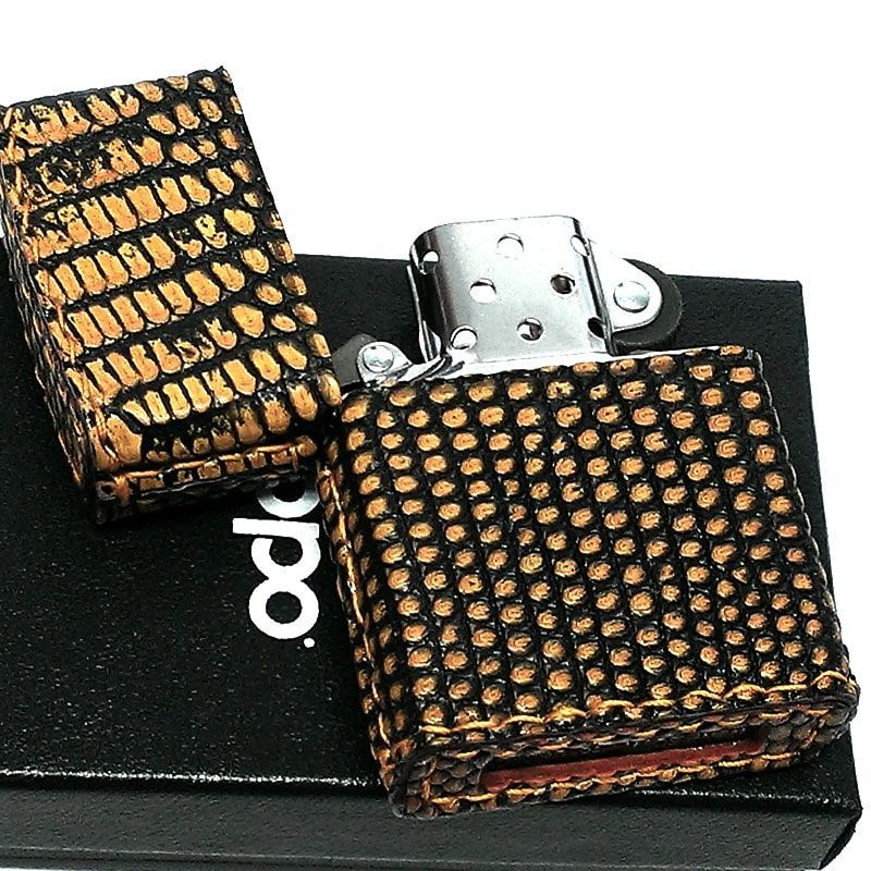 リザード蜥蜴革巻きジッポっぽ〜　オマケ付き ZIPPO 本革巻き リザード ジッポ ライター 全面 トカゲ かっこいい