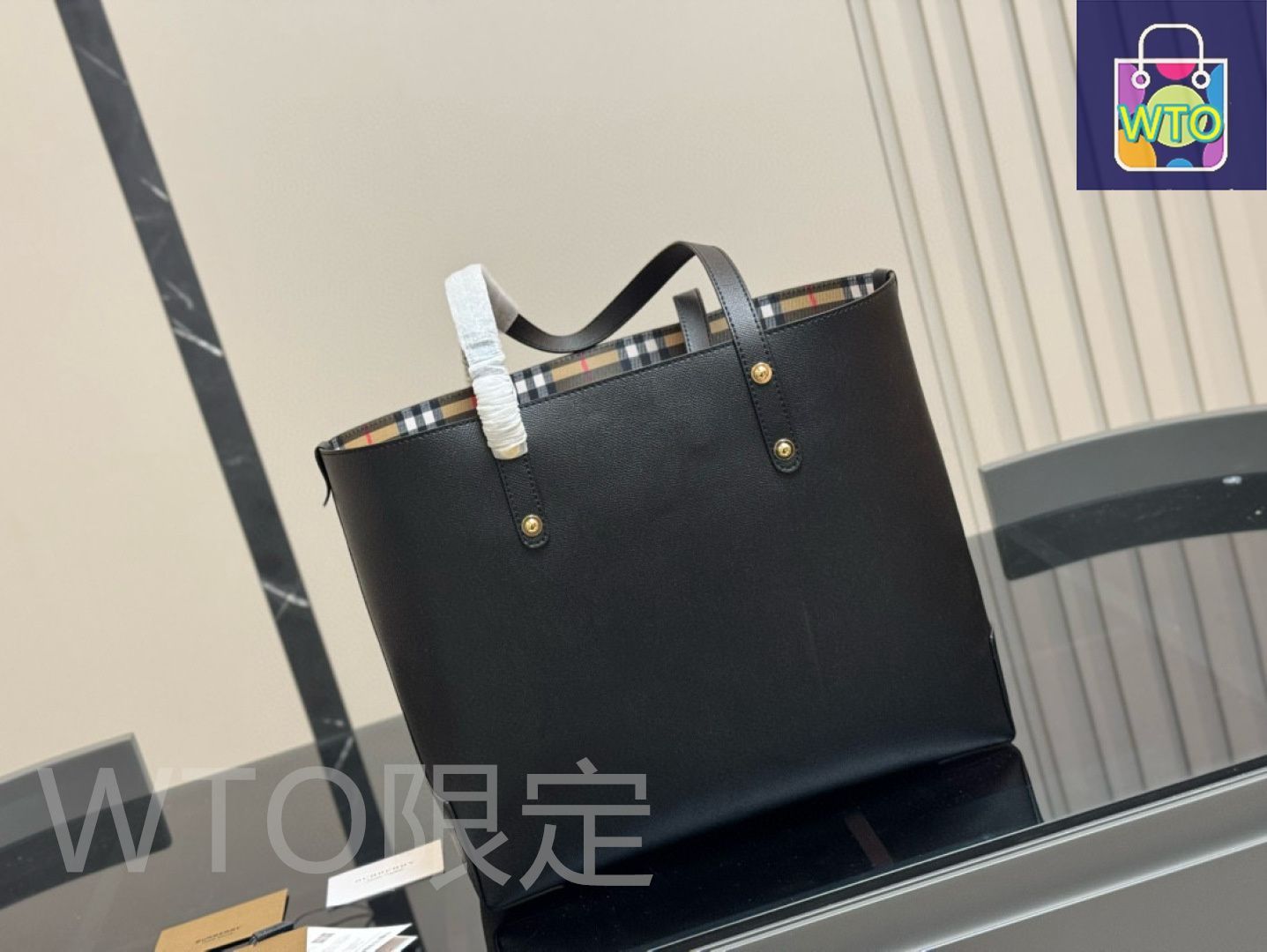 今日特価】Burberry Canvas Shopping Tote Bag 35×30cm-WTO輸入