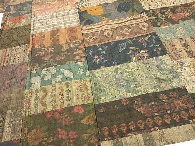 平和屋着物▽本場小千谷紬 単衣 百柄 繋ぎ絣 手織り 正絹 逸品