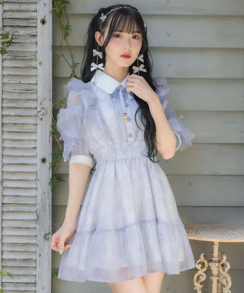 ROJITA ロジータ 花柄 ショートスリーブミニ ワンピース 青 販売しています