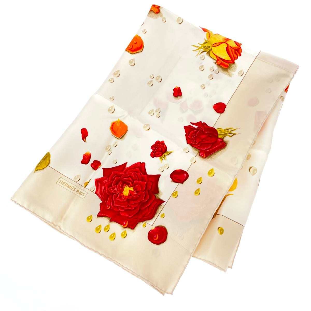 HERMES エルメス スカーフ カレ90/LA ROSEE/薔薇の雫 シルク100
