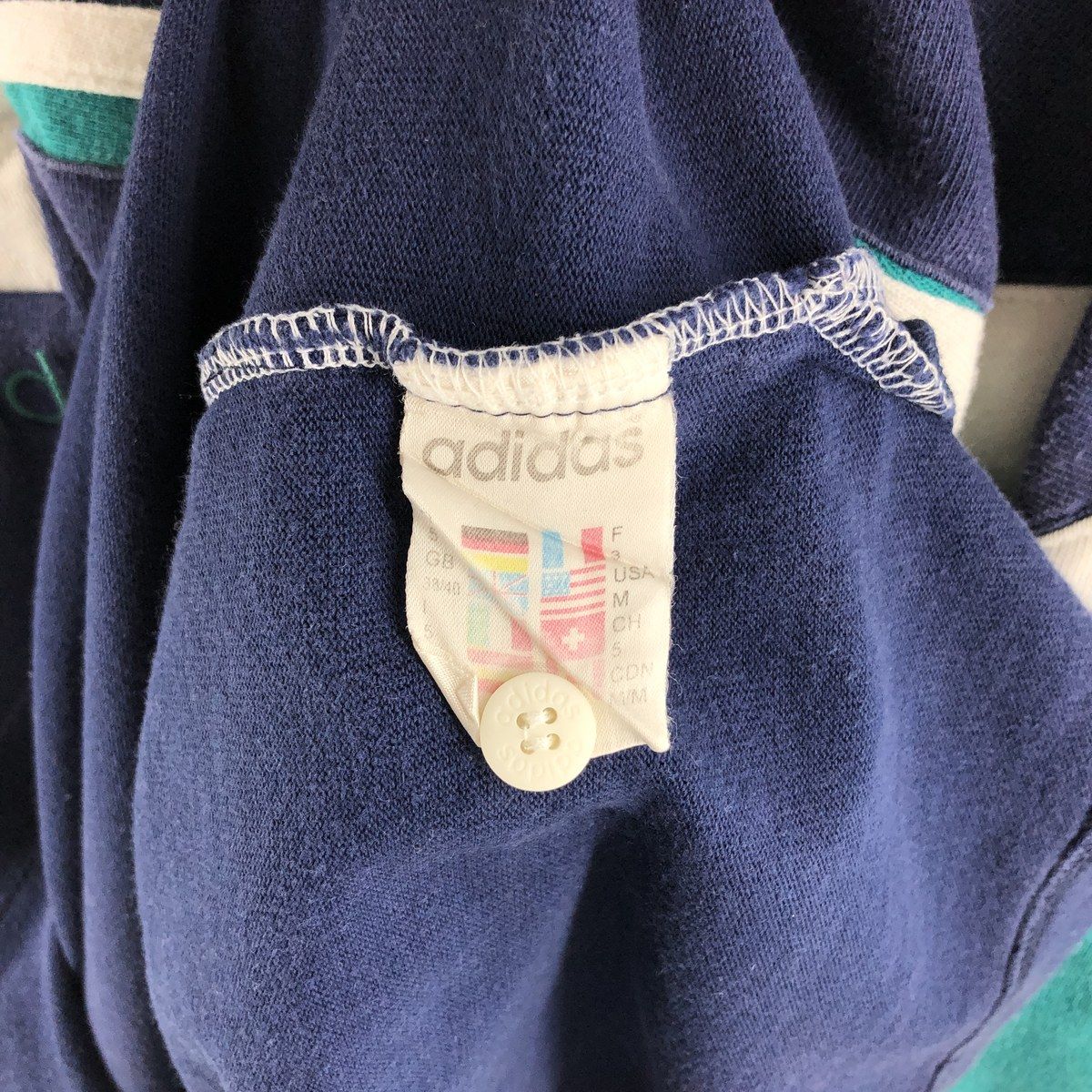 古着 90年代 アディダス adidas バックロゴ 長袖 ラガーシャツ メンズM  