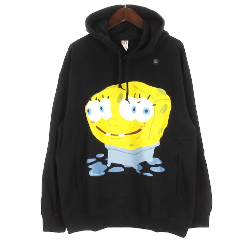 ユニクロ UNIQLO × スポンジボブ タグ付き カクタスプラントフリーマーケット スウェットパーカ プルオーバー プリント 477905 ブラック XL