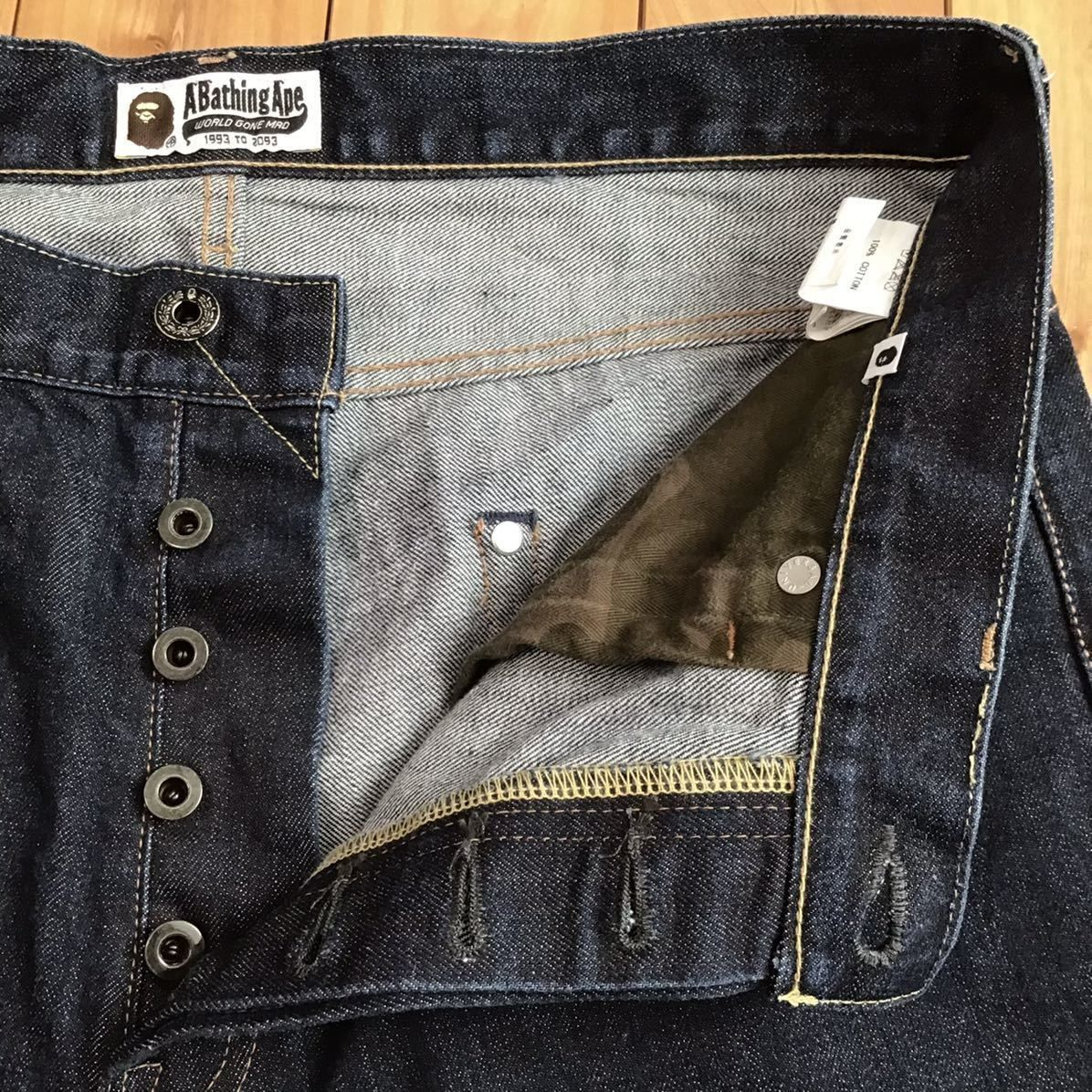 Milo 刺繍 デニム ハーフパンツ Lサイズ a bathing ape BAPE denim