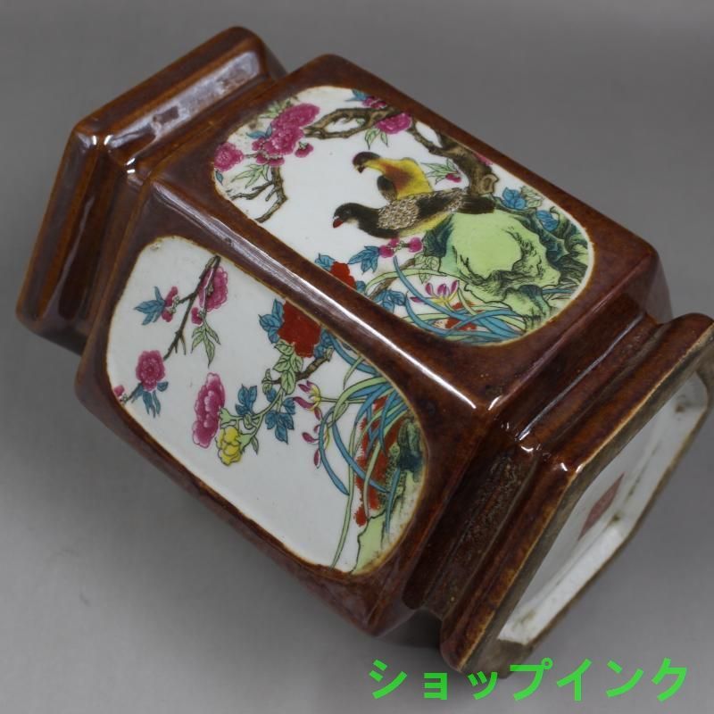 大清乾隆粉彩花鳥六方筆筒  景徳鎮 陶瓷器 書道具 文房具 工芸品 美術品 置物 大清乾隆粉彩花鳥六方筆筒 景徳鎮 陶瓷器 書道具 文房具 工芸品