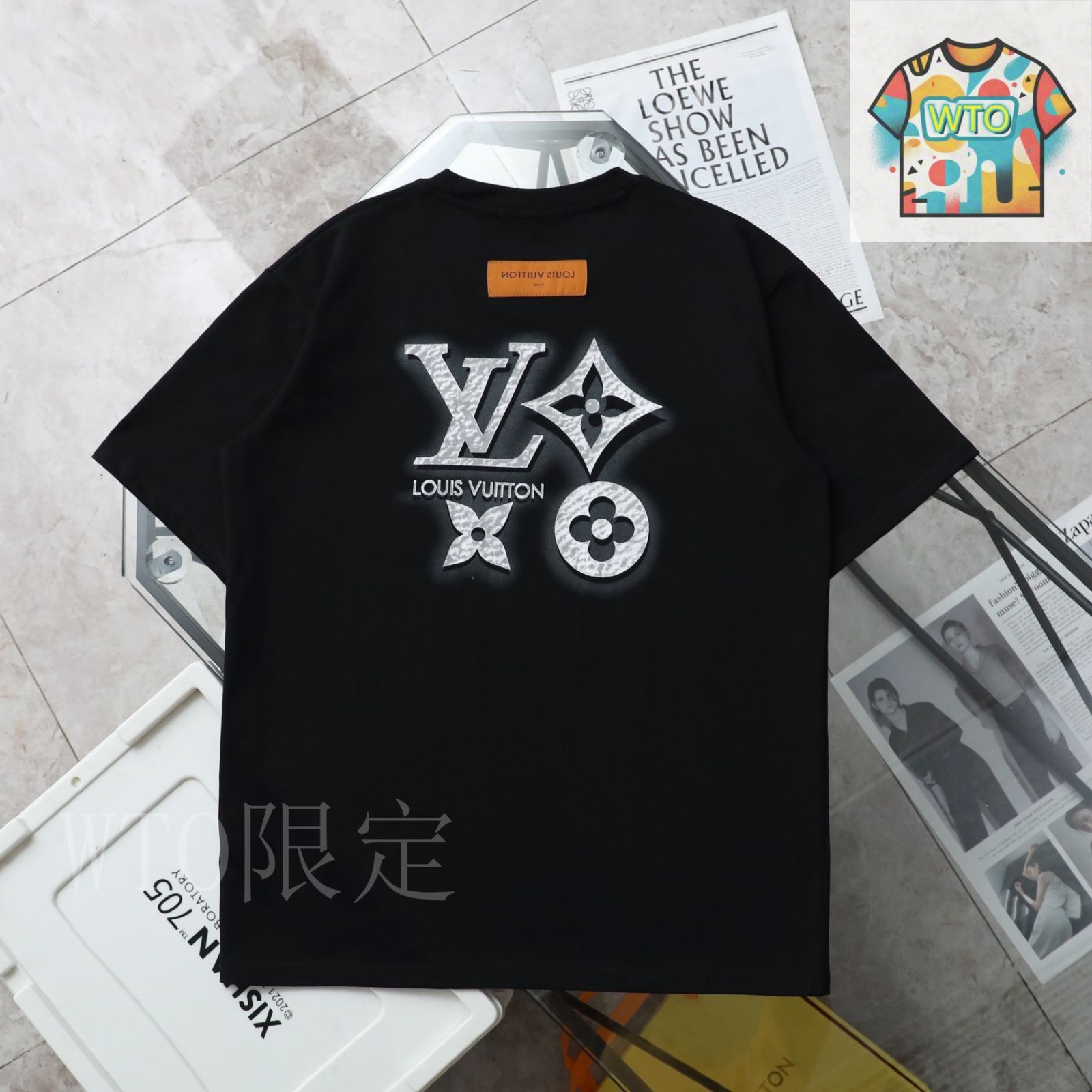 【カジュアルかつオシャレ♪】LV ロゴTシャツ 今日特価】Louis Vuitton Lv New Logo Print カジュアル T