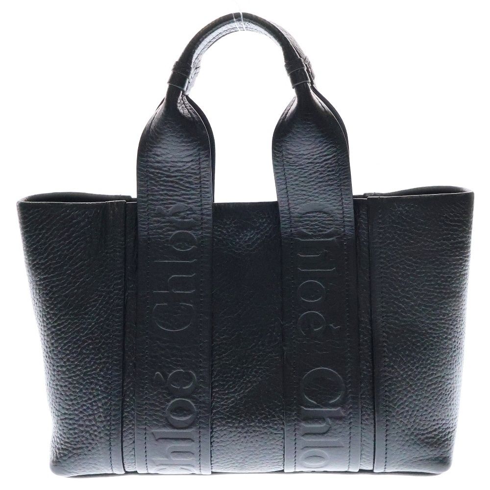 Chloe クロエ ロゴ ウッディ 2WAYバッグ ショルダーバッグ トートバッグ ハンドバッグ レザー ブラック ゴールド金具