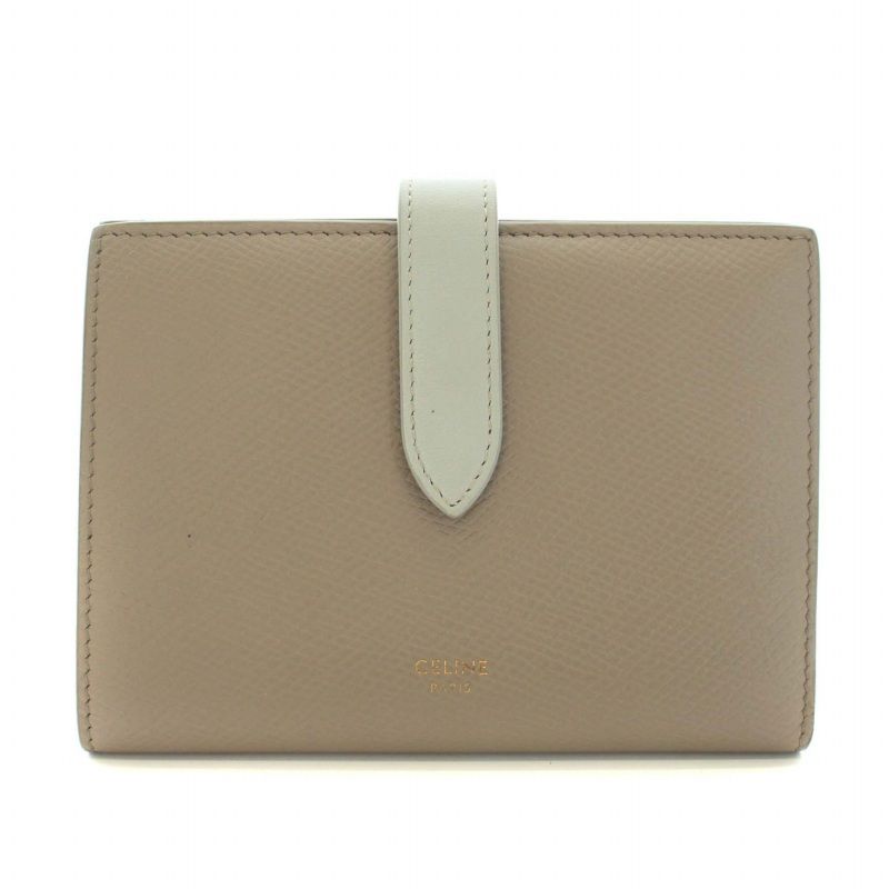 セリーヌ CELINE ミディアムストラップウォレット Medium strap wallet バイカラー グレインドカーフスキン 財布 二つ折り  小銭入れ 保存箱付き グレージュ /YT ☆AA☆ - メルカリ