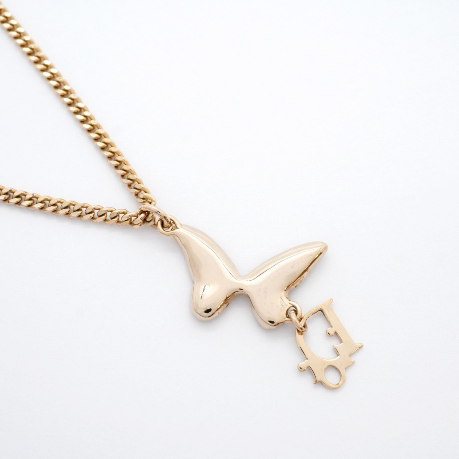 クリスチャン ディオール Christian Dior クリスチャンディオール ネックレス ディオール バタフライモチーフ GPメッキ ラインストーン ゴールドレディース