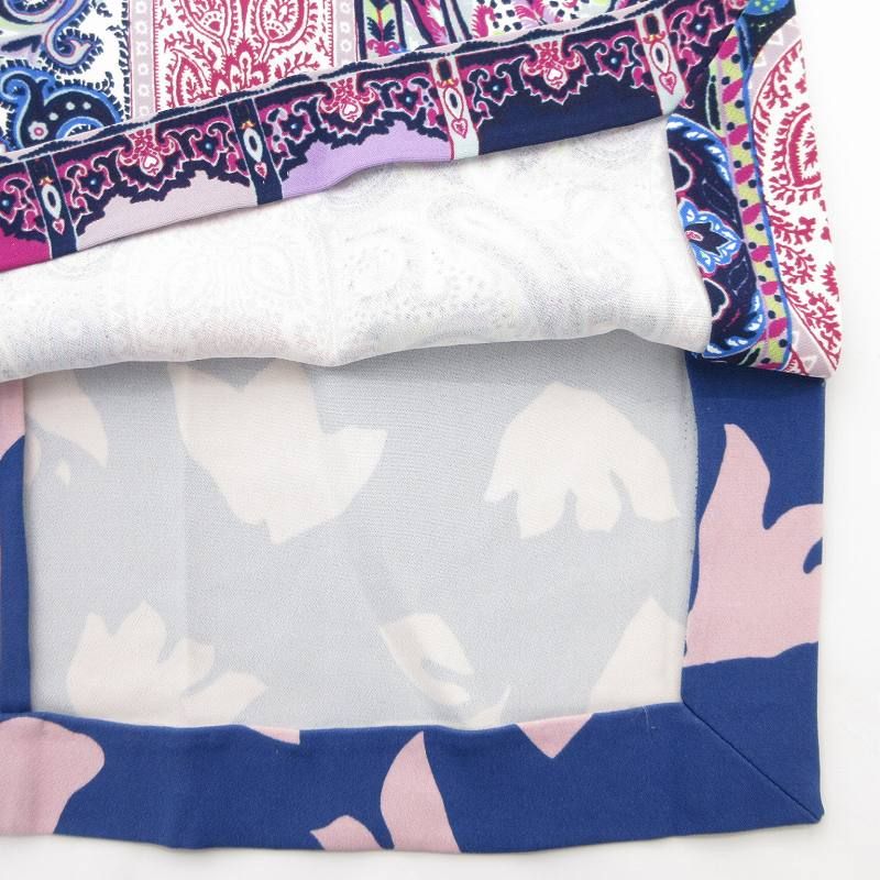 エトロ ETRO ワンピース ノースリーブ ひざ丈 ペイズリー柄 38 青系