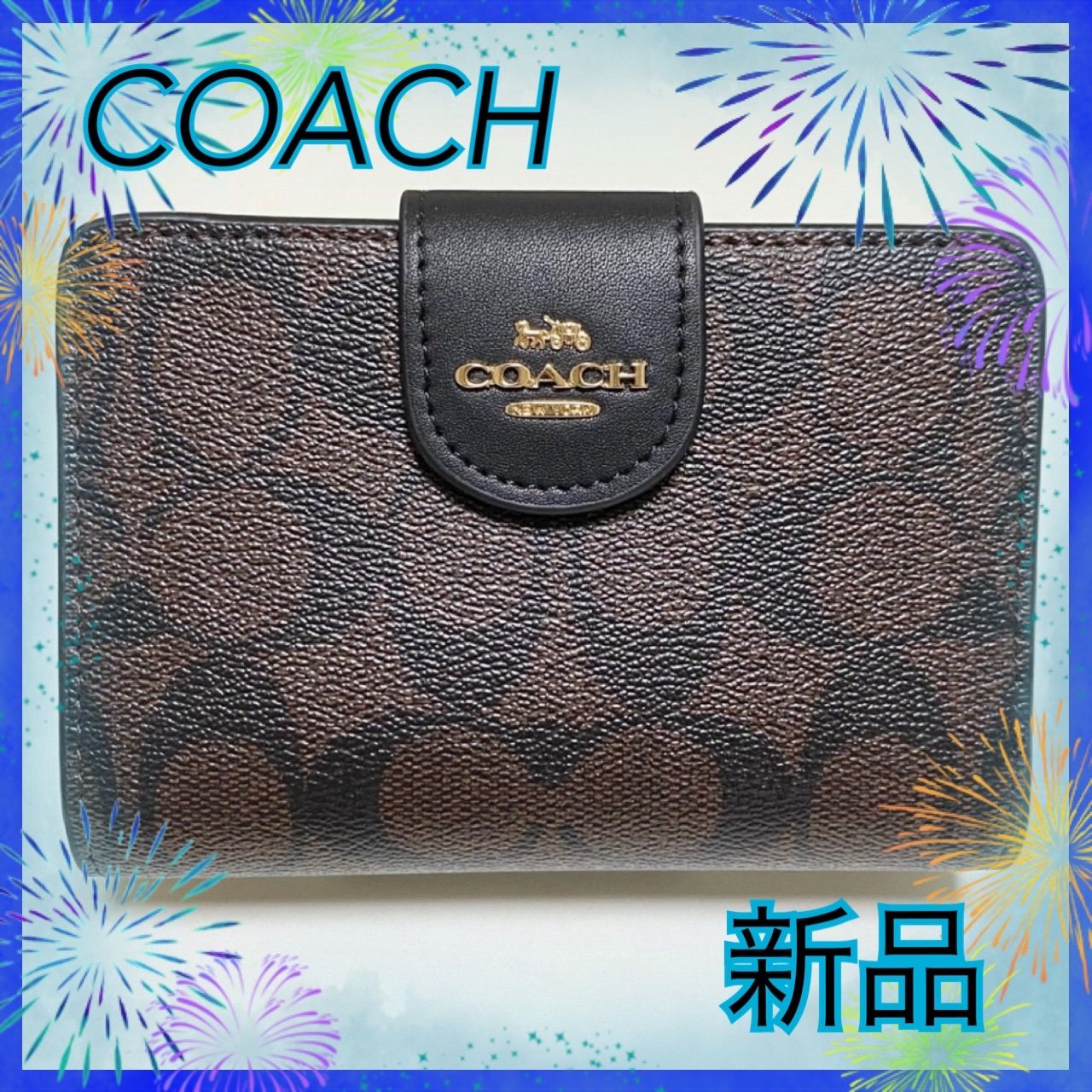 COACH 二つ折り財布 ミディアム コーナー ジップ ウォレット C0082