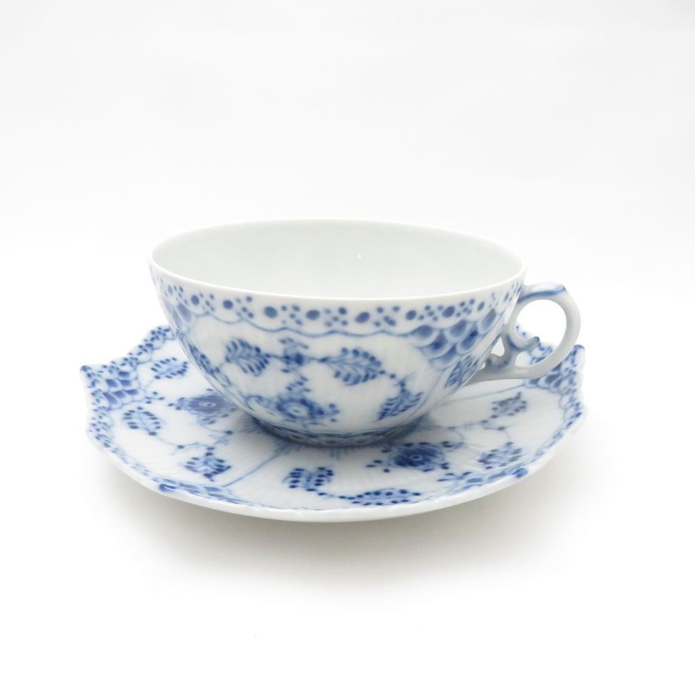 ROYAL COPENHAGEN ロイヤルコペンハーゲン ブルーフルーテッドフルレース ティーカップ＆ソーサー 1客 SC7951H1