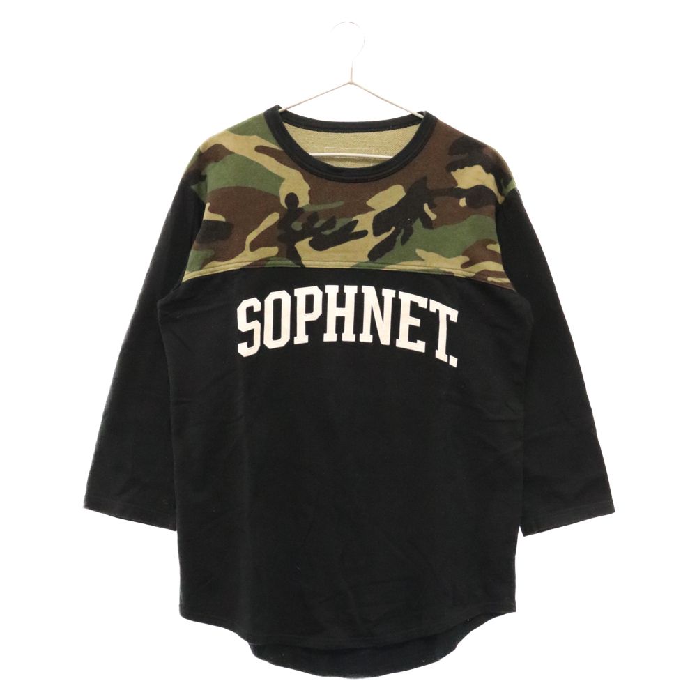 SOPHNET. (ソフネット) センターロゴ 七分袖 カットソー ブラック