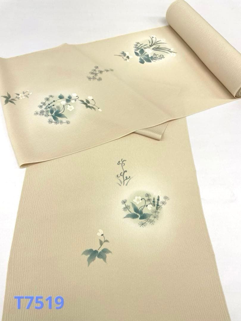 付け下げ 素描 手描 紋意匠 エクルベージュ色 正絹 反物 きもの 和