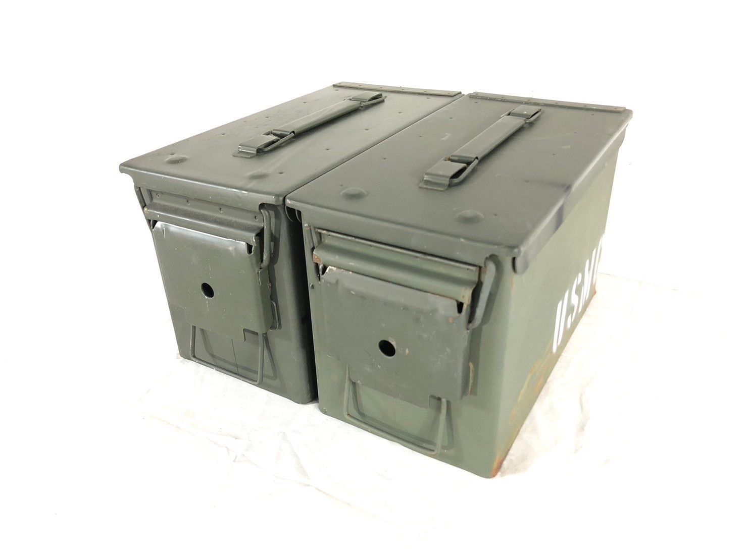 【米軍放出品】アンモボックス アンモ缶 2個 ミリタリー アーモ缶 アモカン 1000 CRTG 9MM BALL M882 弾薬箱 (100) BJ18OK-2