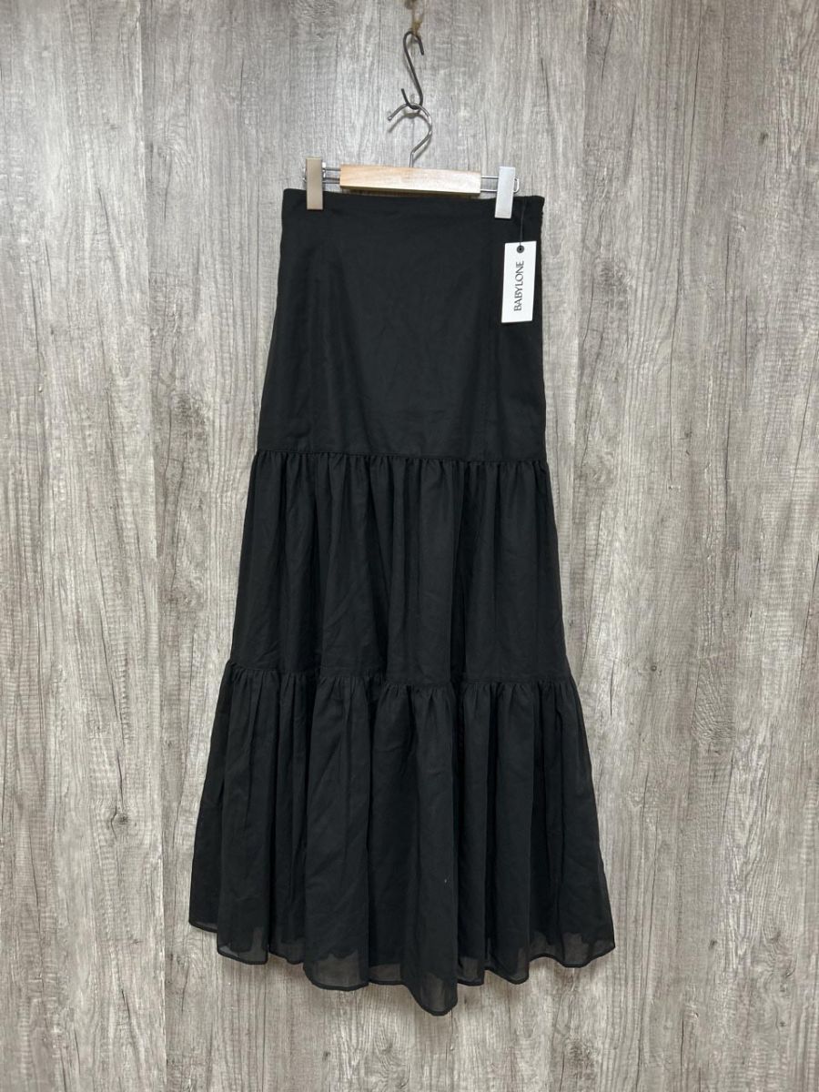 BABYLONE バビロン タグ付 オーガンティアード ロング スカート size38|黒 ◎レディース
