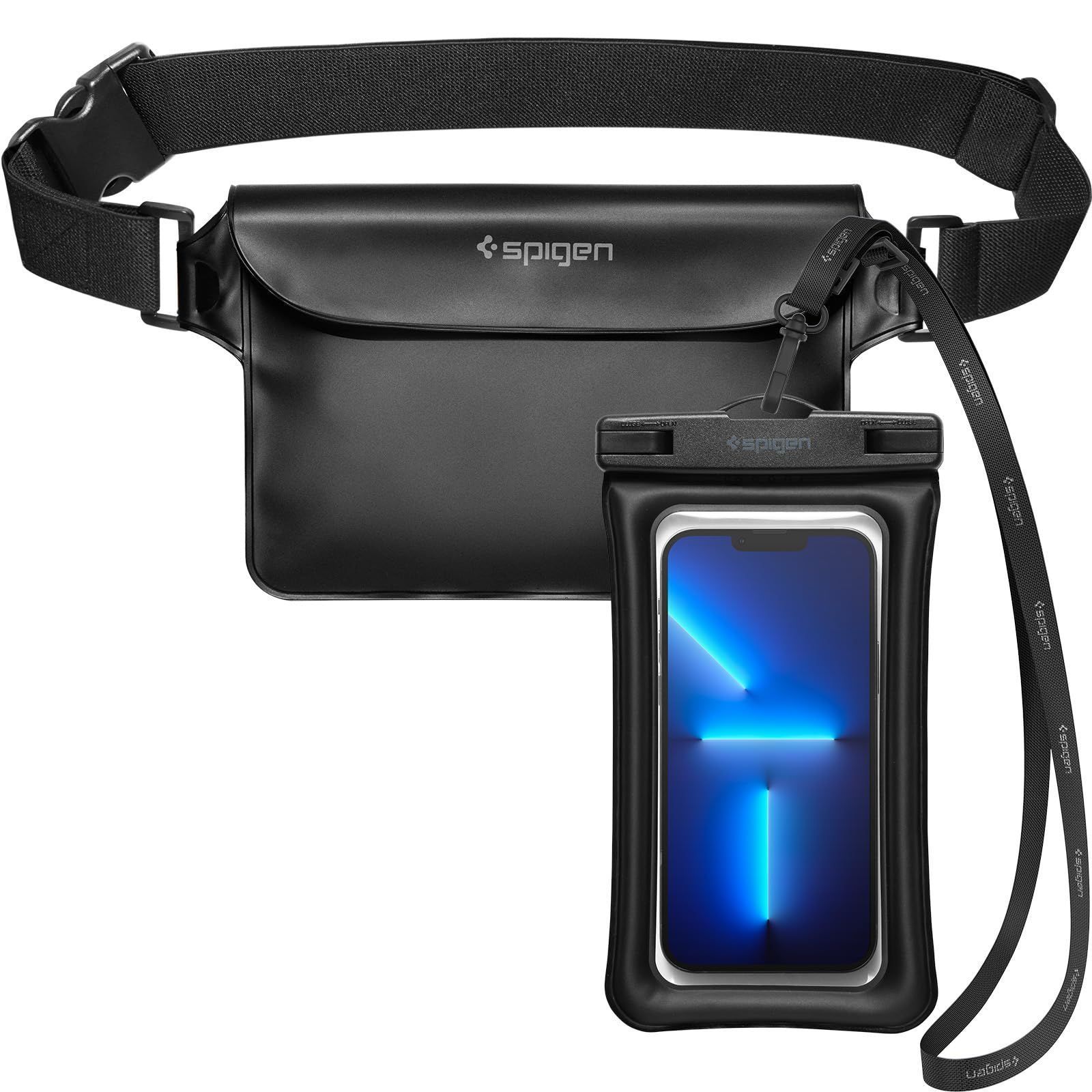 SALE，定番 Spigen 完全防水 ポーチ ケース スマホ用 セット IPX8認証 水に浮く お風呂 海 プール アウトドア 小物 三重チャック ベルクロ TPU PVC 大容量 ウエストポーチ 防水バッグ 出し入れし易い ストラッ その他