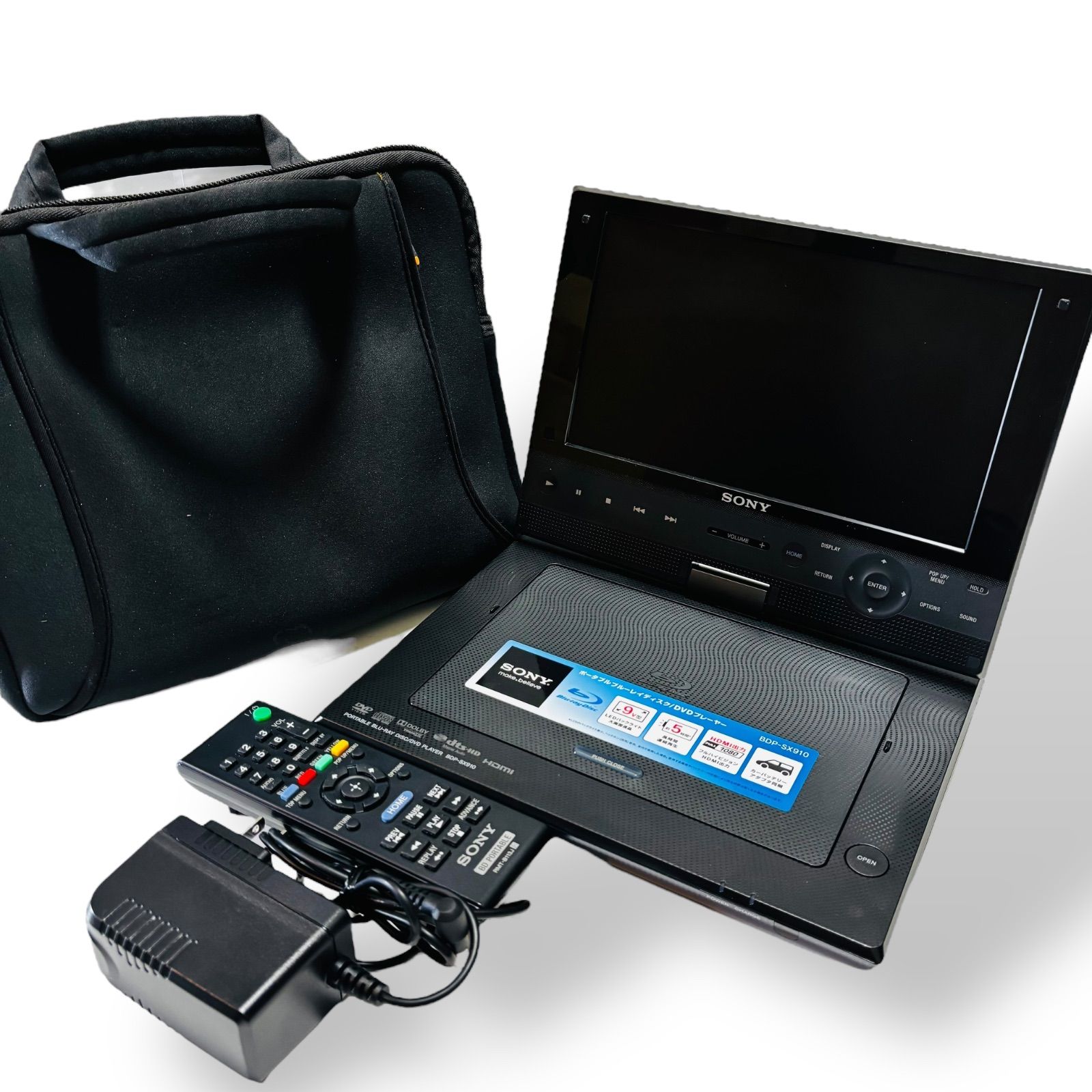 SONY BDP SX910 9V型 ポータブル Blu-ray DVD 再生機 リモコン＆ケース付き 持ち運びに便利♪