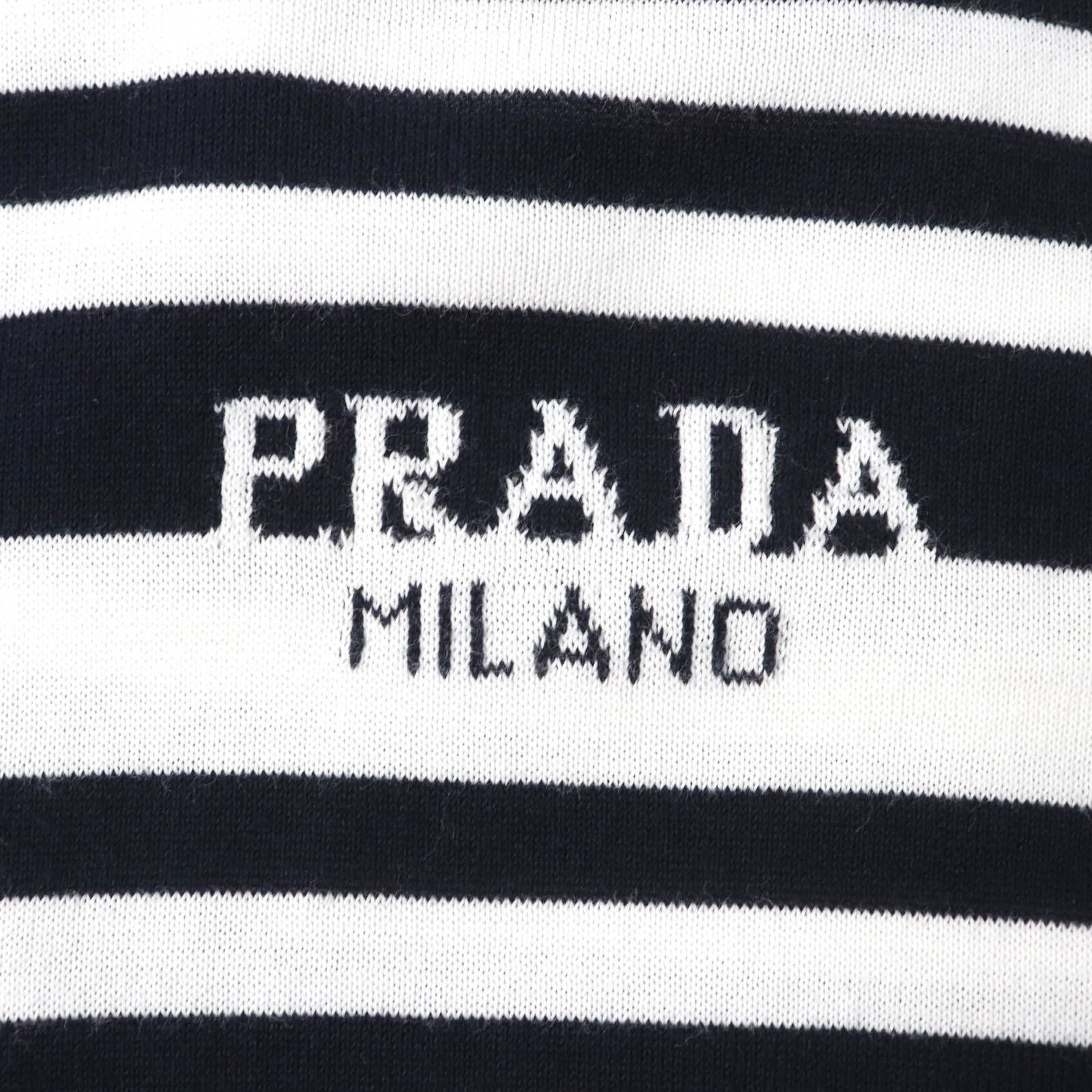 PRADA(プラダ) ロゴボーダー半袖ニットP24V1D P24V1D ホワイト