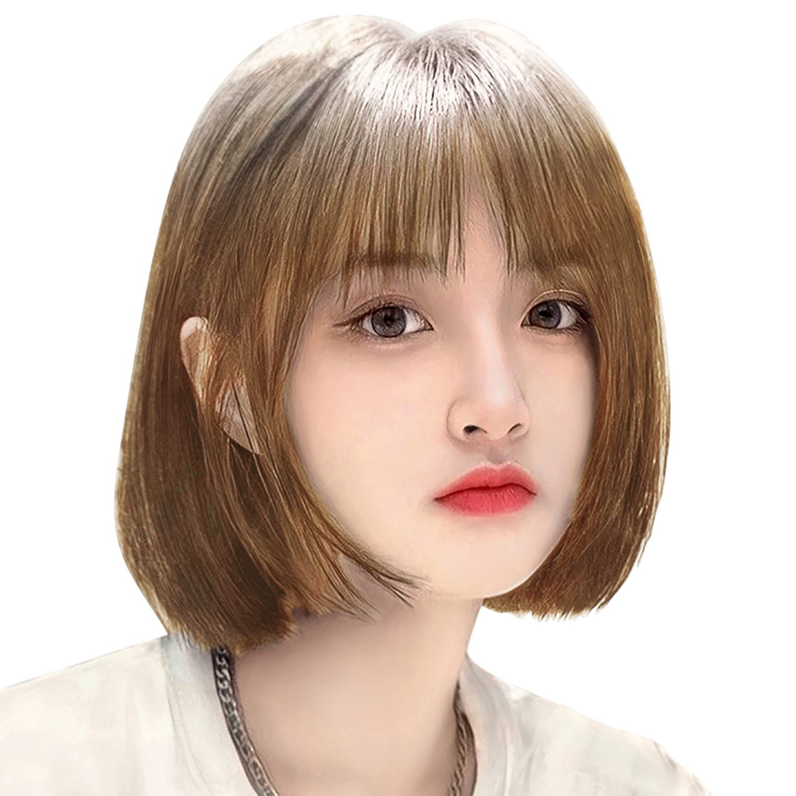 甘い 軽い 小顔 耐熱 パッツン 180度 ボブショート 高温 カツラ つけ毛 フルウィッグ wig ボブ スイートショートボブ ARZER フルウィッグヘアネット付き ショート (30cm-浅茶色) ウィッグ