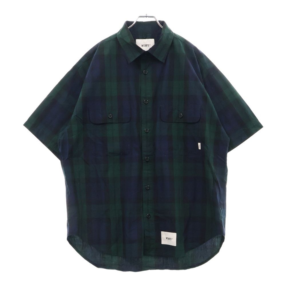 WTAPS ダブルタップス 22SS WCPO SS COTTON BROADCLOTH TEXTILE 221TQDT-SHM04 チェック 半袖シャツ ネイビー|グリーン