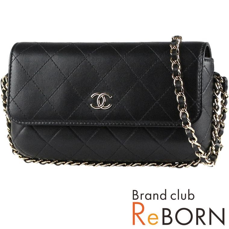 未使用品】CHANEL/シャネル チェーンアラウンド マトラッセ フラップ フォン ケース（チェーンウォレット/チェーンショルダーバッグ） ラムスキン  ブラック×ゴールド金具 AP2839 ランダム番 - メルカリ