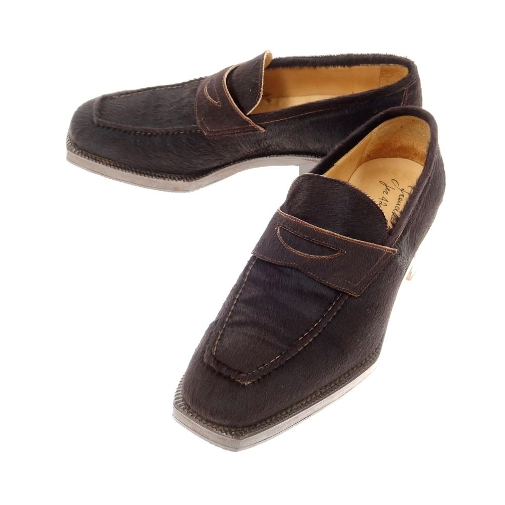 【中古】フランチェスコ ベニーニョ FRANCESCO BENIGNO 42ND Royal Highland別注 ハラコ コインローファー ダークブラウン【サイズ7】【メンズ】