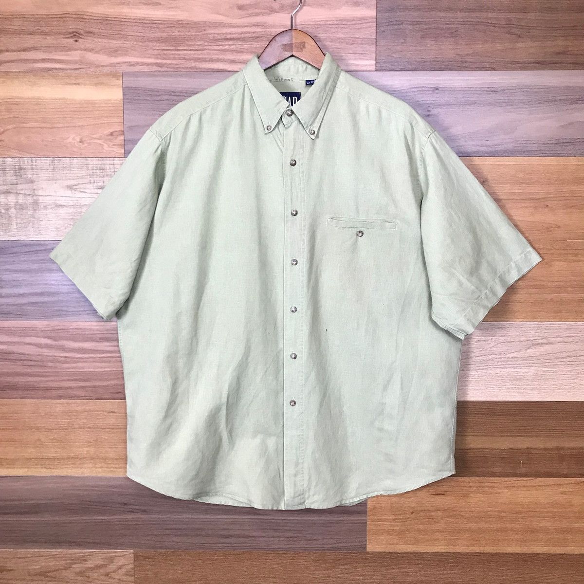 OLD GAP オールドギャップ リネン/コットン ボタンダウン 半袖シャツ サイズ メンズ L 古着 s25020983