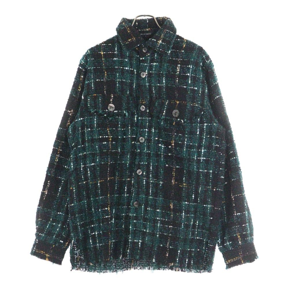 MLVINCE メルヴィンス MLVINCE メルヴェンス CHECK TWEED SHIRTS チェック柄 長袖ツウィードシャツ グリーン|ブラック