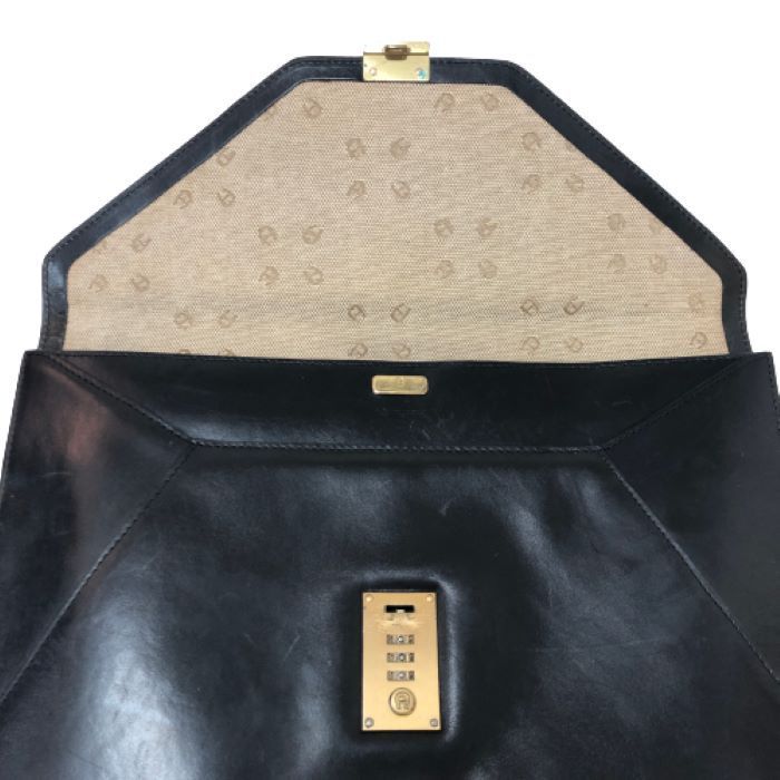 アイグナー AIGNER 書類ケース ブリーフケース ビジネスバッグ ブラック【中古】